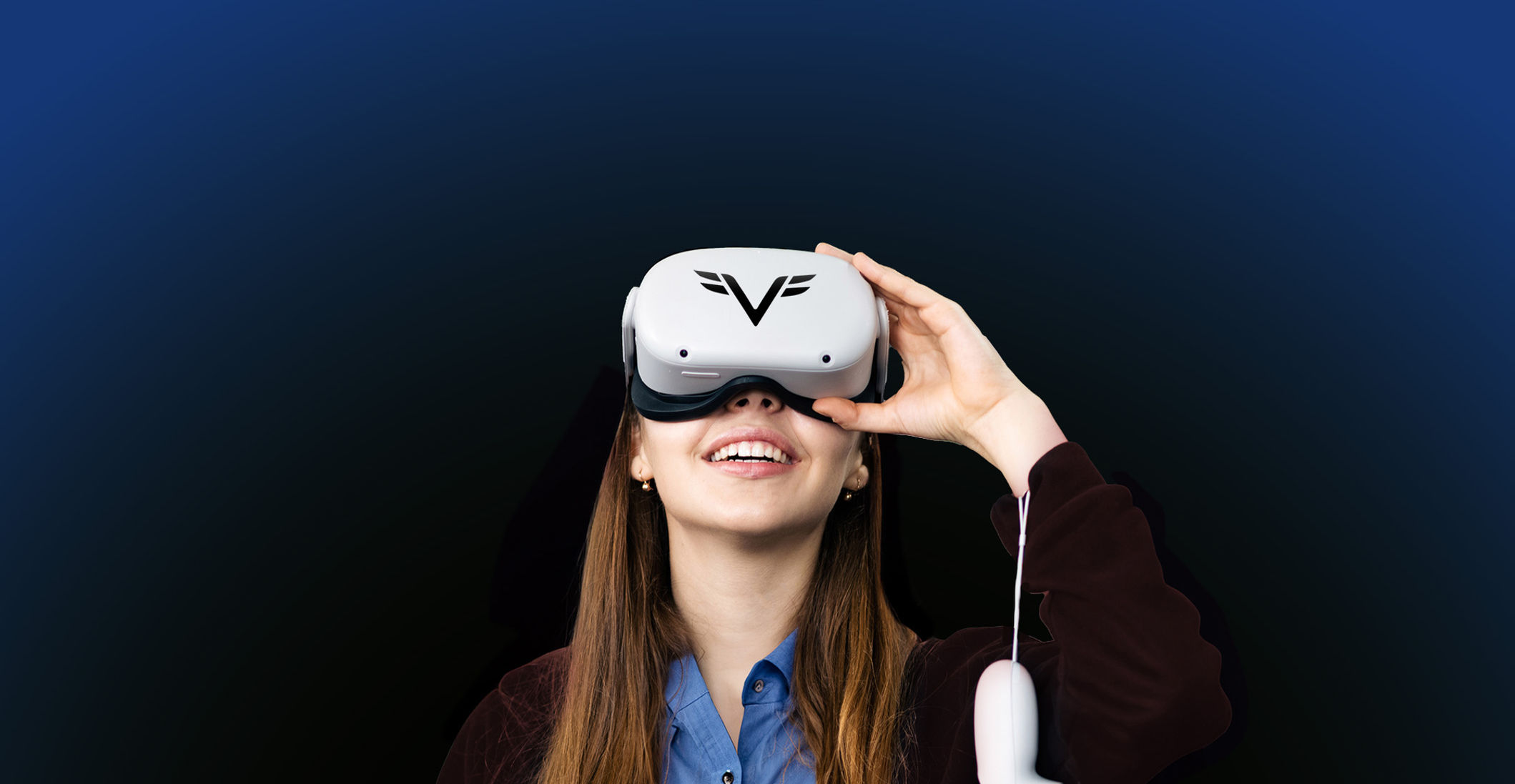 Woman wearing a VR headset